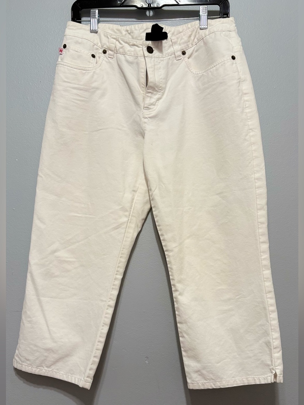 Vintage Y2K Ralph Lauren White Cropped Denim Jeans Size 8
